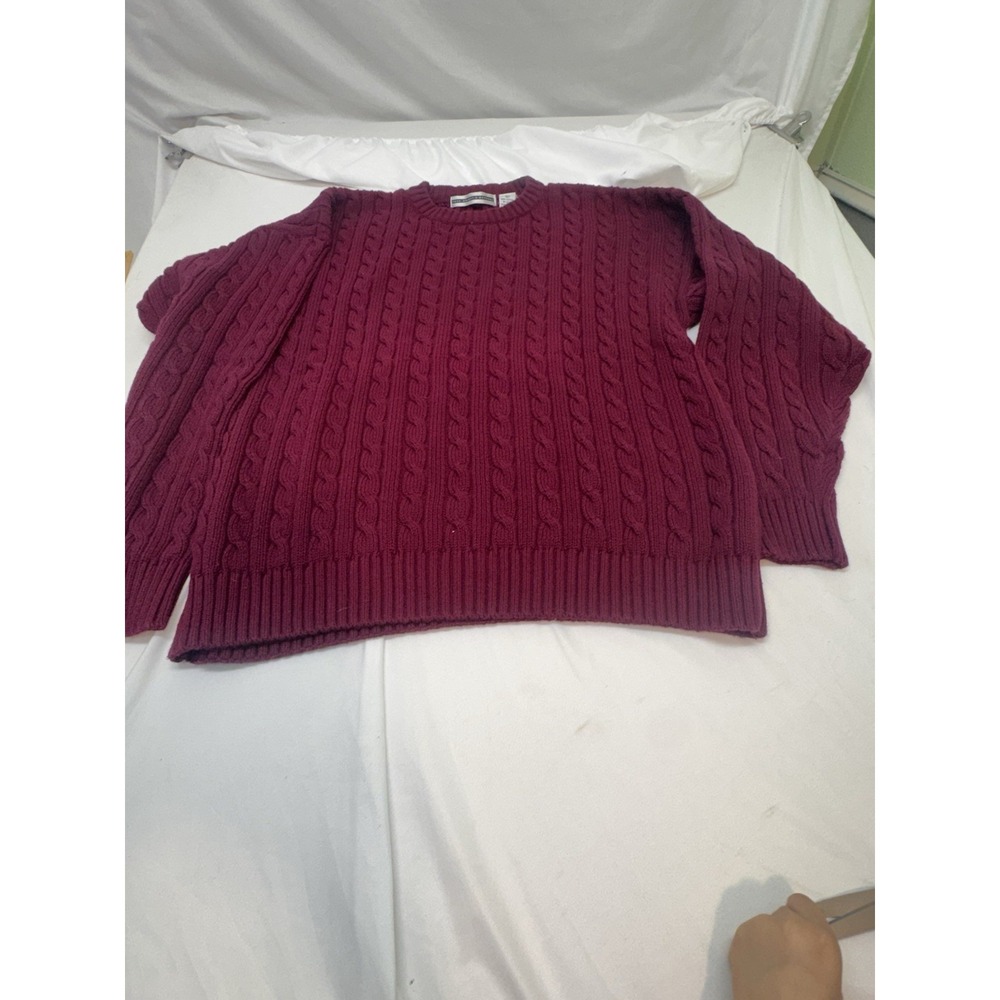 PENN WRIGHT MASON Chunky Cable Knit Sweater sz L‎ Fisherman Vintage 100 % Cotton